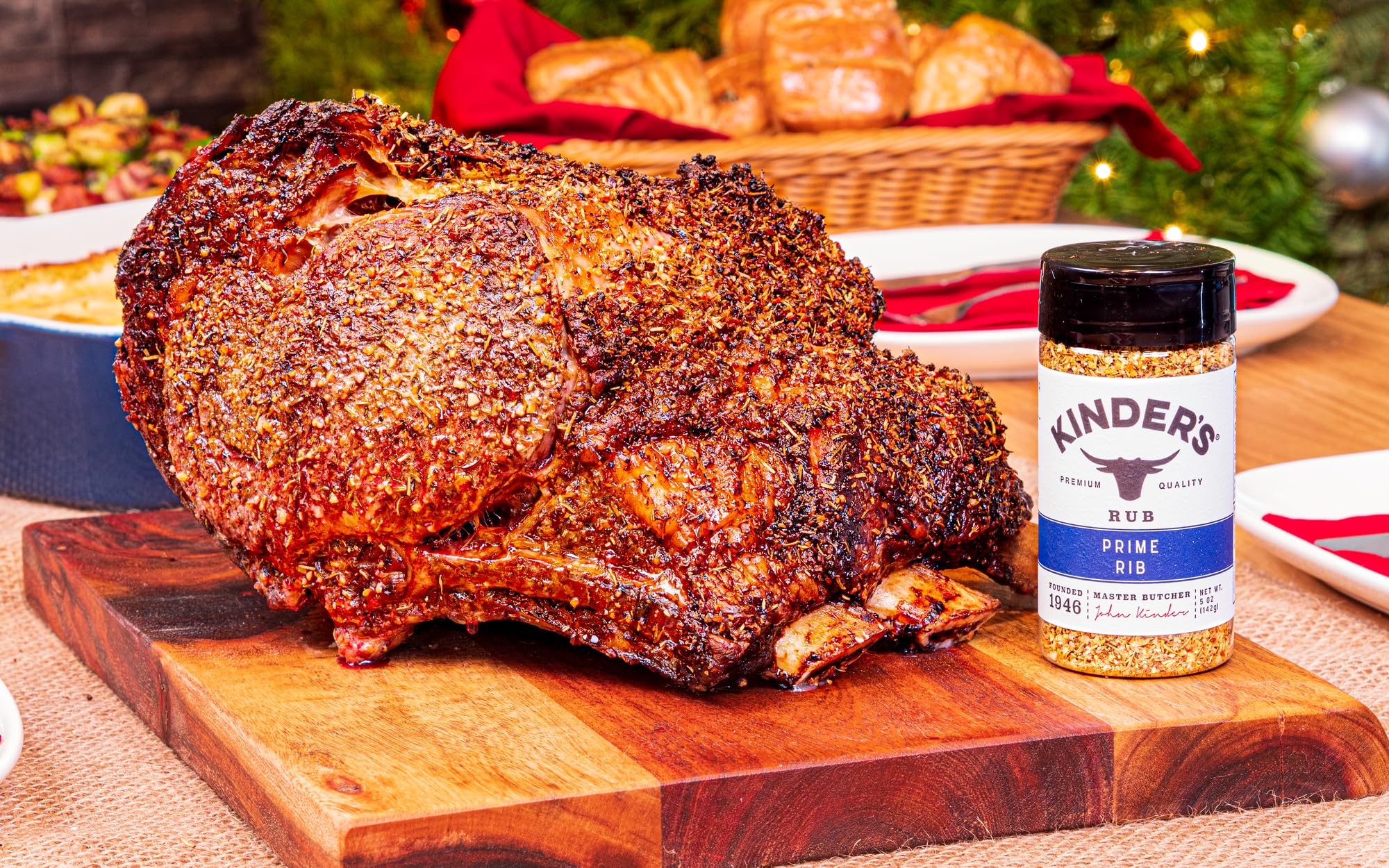 Kitchen scene showcasing KINDER'S Organic Prime Rib Rub dinner prep