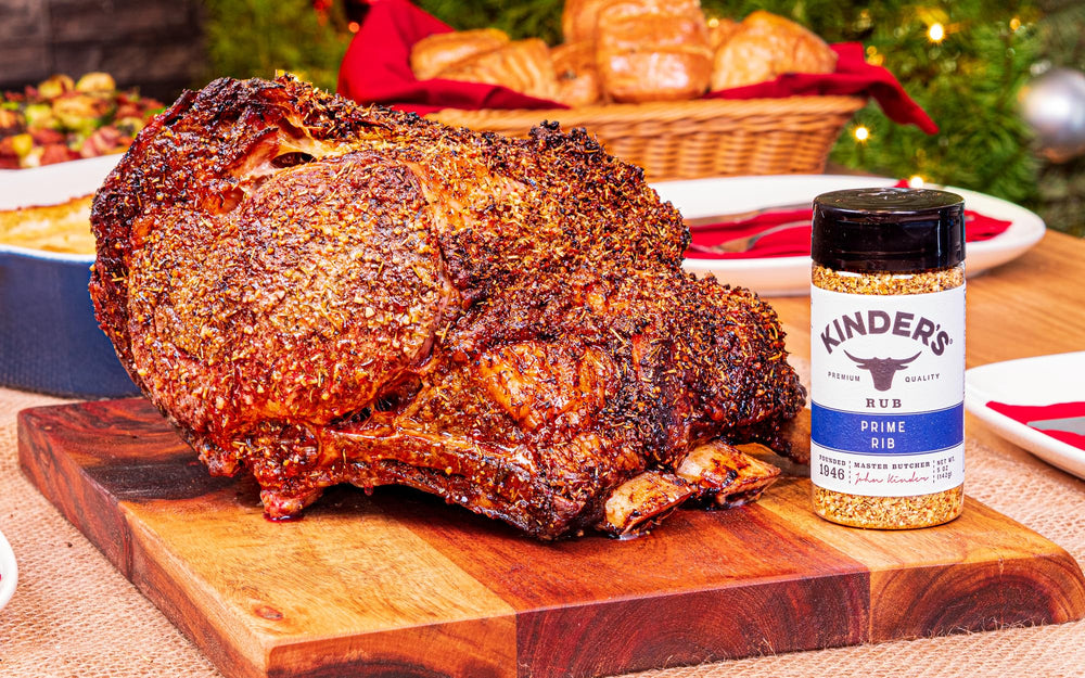 Kitchen scene showcasing KINDER'S Organic Prime Rib Rub dinner prep