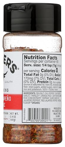 KINDER'S seasoning label closeup highlighting organic ingredients and spice color.