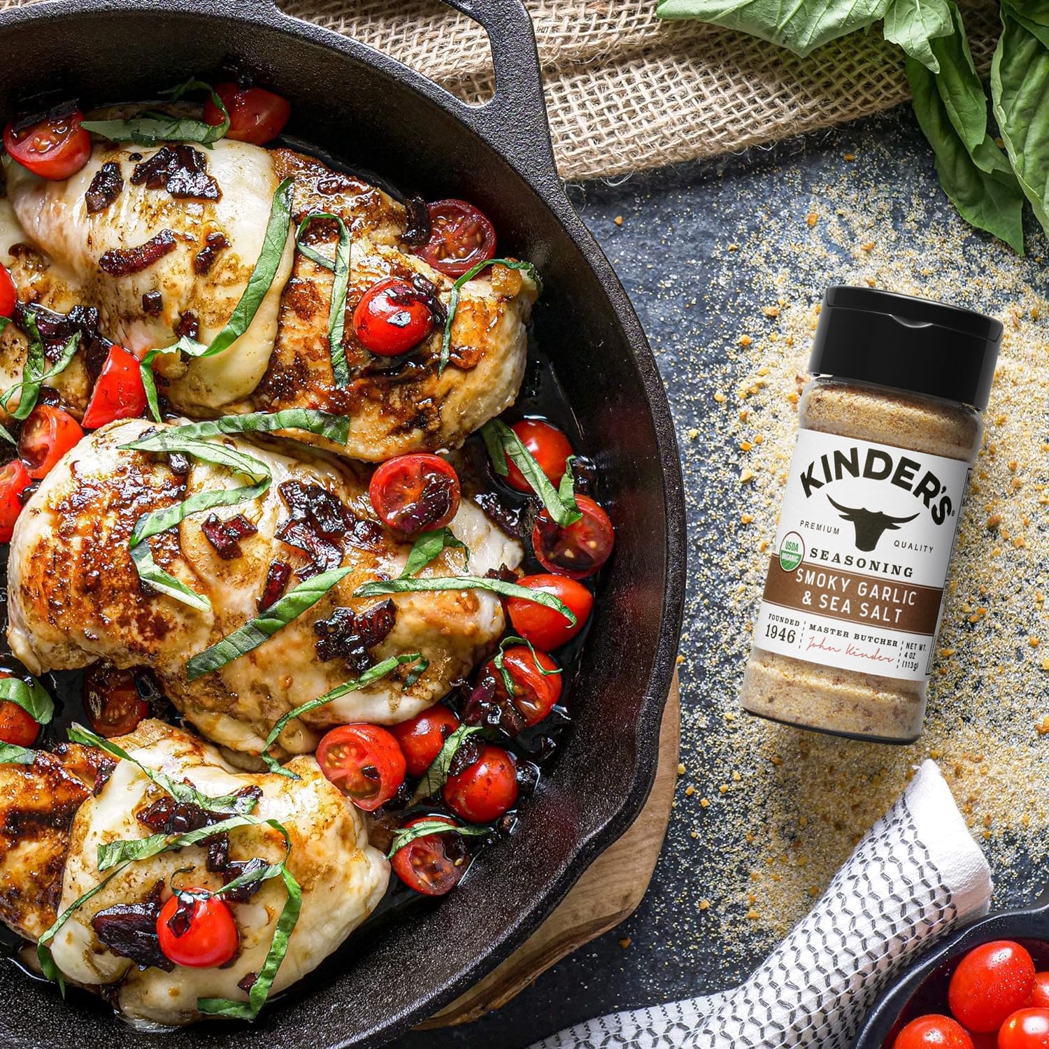 Kinder's Organic Smoky Garlic & Sea Salt in oven cooking boosts aroma.
