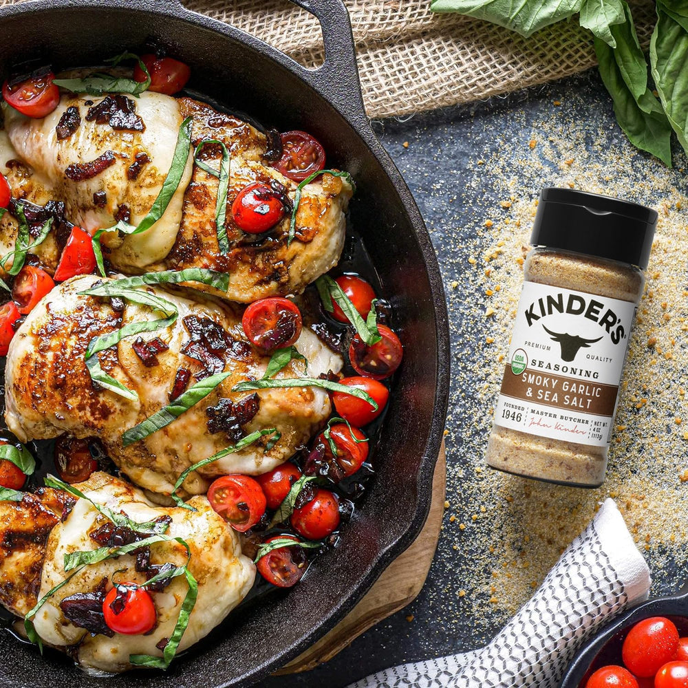 Kinder's Organic Smoky Garlic & Sea Salt in oven cooking boosts aroma.