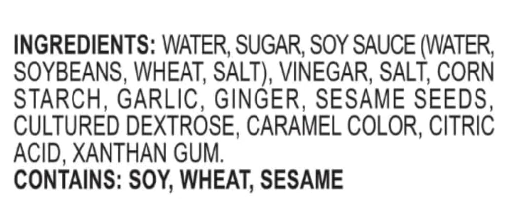 Front label of Kinder’s Organic Teriyaki sauce packaging