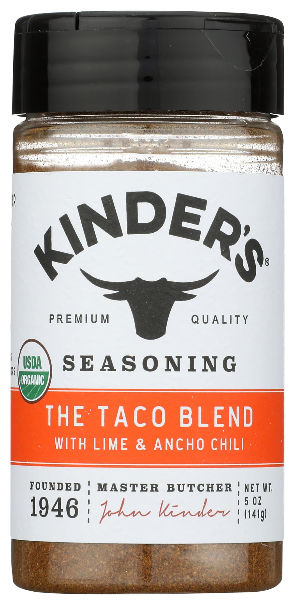 KINDER'S Organic The Taco Blend 5oz bottle ready for quick taco night flavor.