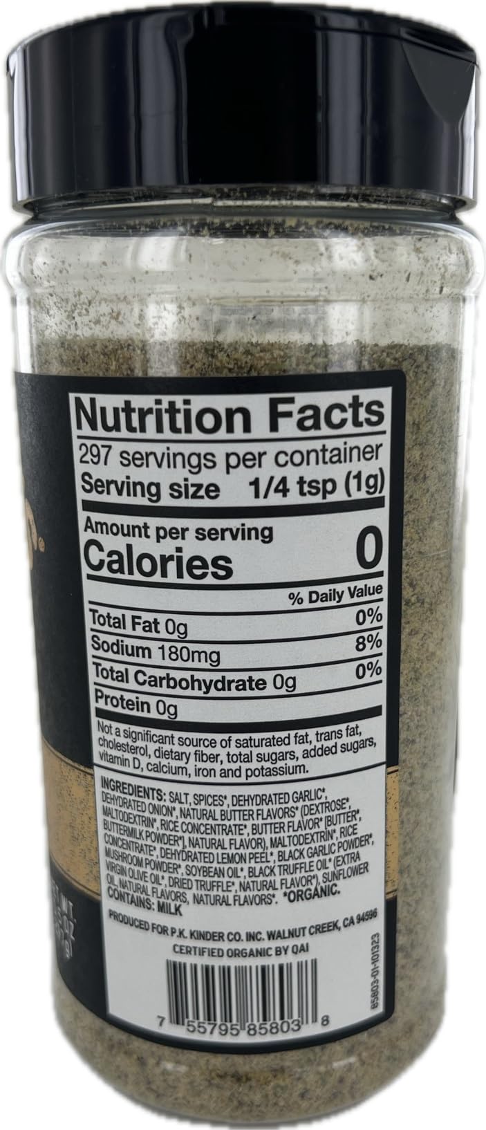 Close-up of KINDER'S Prime Steak rub ingredients for robust flavor.