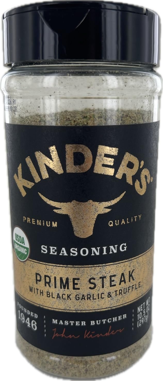 Grilled beef seasoned with KINDER'S Prime Steak rub for enhanced taste.