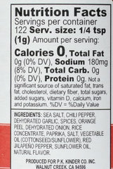 Kinder's Red Jalapeño Garlic seasoning close-up shows vibrant specks for grilled dishes.