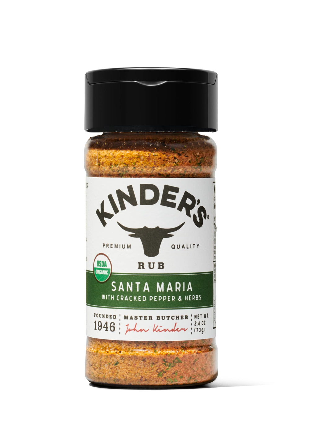 Kinder's Santa Maria Rub cracked pepper bottle enhances grilled flavor
