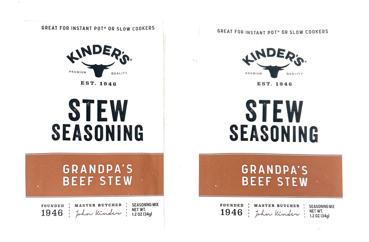 Kinders seasoning mix two 1oz packets for beef stew flavor.