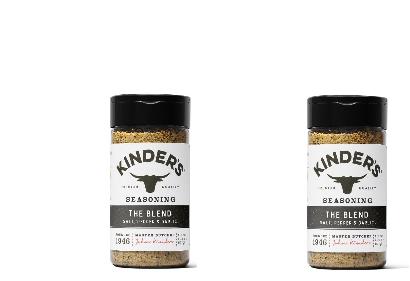 KINDER'S The Blend seasoning two-bottles set for grilling and roasting, adds savory depth.
