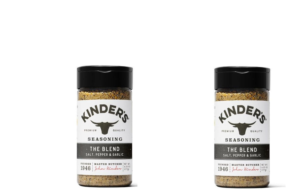 KINDER'S The Blend seasoning two-bottles set for grilling and roasting, adds savory depth.