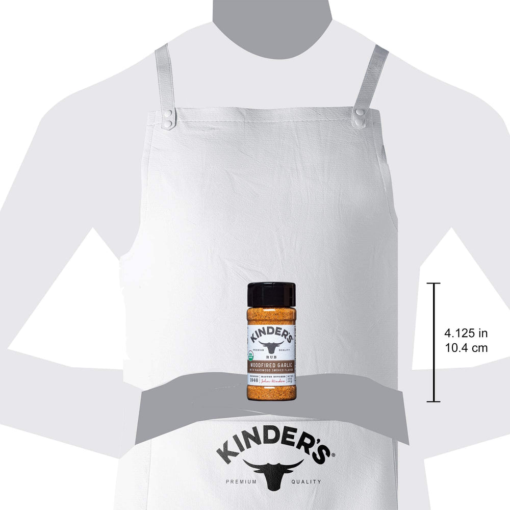 Kinder's Woodfired Garlic Rub label emphasizes organic, MSG-free quality