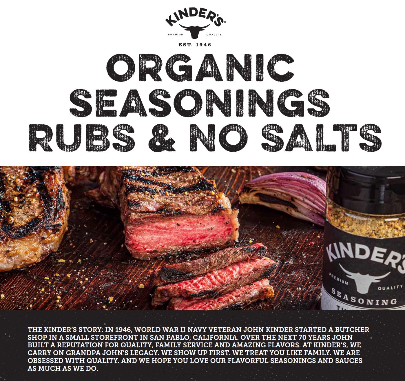Kinder's Woodfired Garlic Rub on pork adds balanced flavor