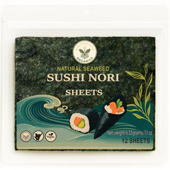 KindHarvest Organics sushi nori sheets roasted for crisp sushi rolls.