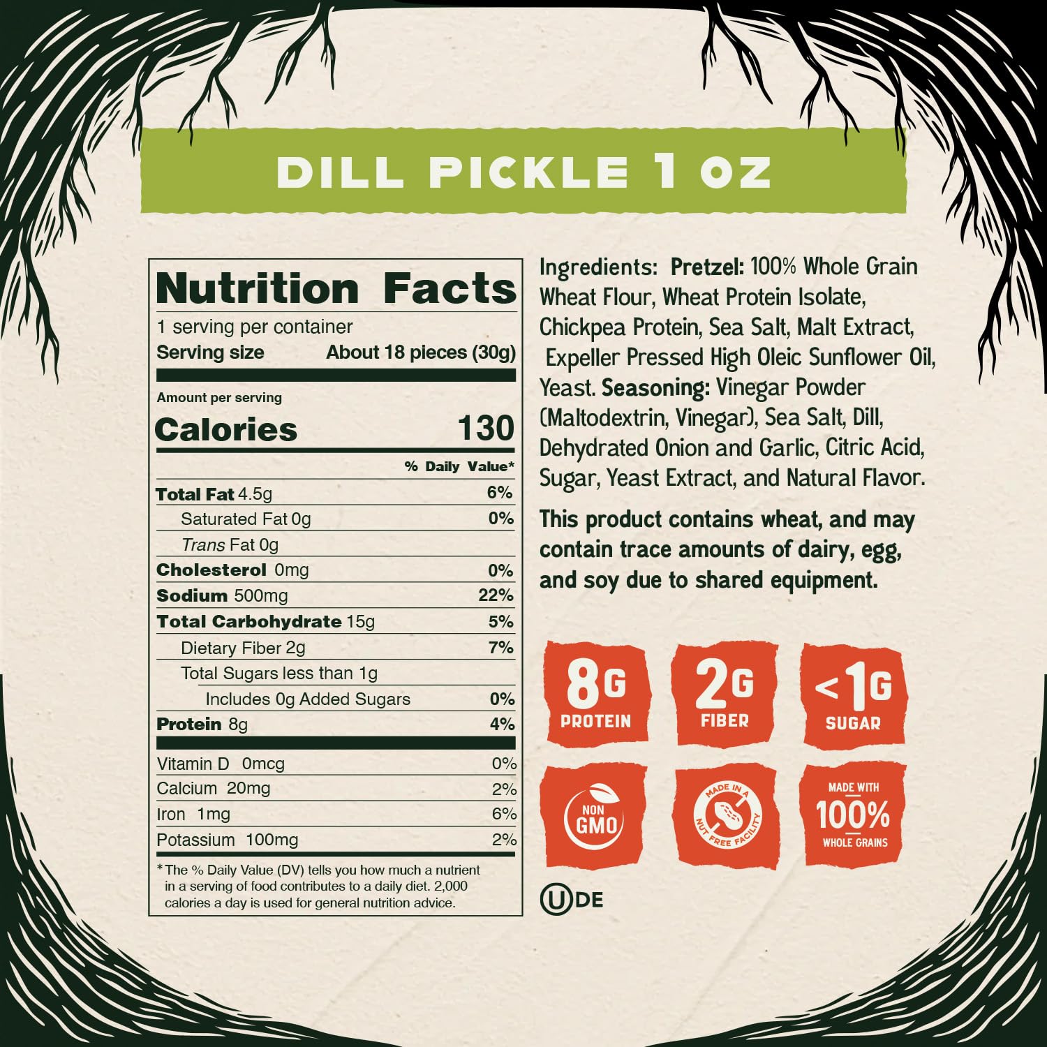Close-up of Dill-Pickle crunch from Kindling Protein Pretzels for flavor and energy.