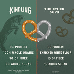 Kindling Protein Pretzels garlic parmesan pack brings premium taste.