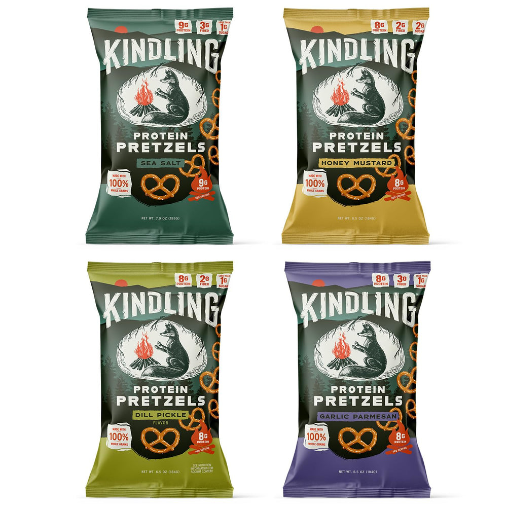 Kid-friendly Kindling Protein Pretzels in a lunchbox for school meals.