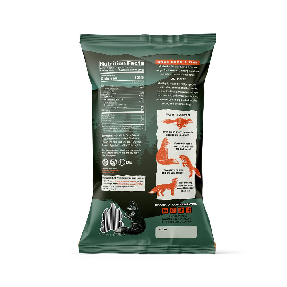 Kindling Protein Pretzels Sea Salt mid-hike snack, savory energy on the trail.