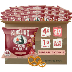 Kindling Protein Pretzels Sugar Cookie pack for on-the-go protein-powered snacking