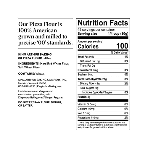 King Arthur 00 Pizza Flour packaging close-up highlighting Non-GMO status.