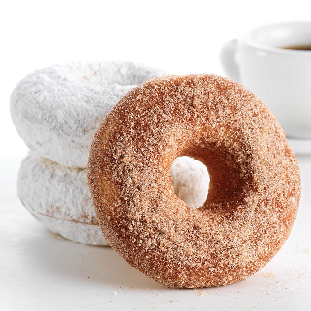 King Arthur gluten-free doughnut crumb close-up showing tender texture.