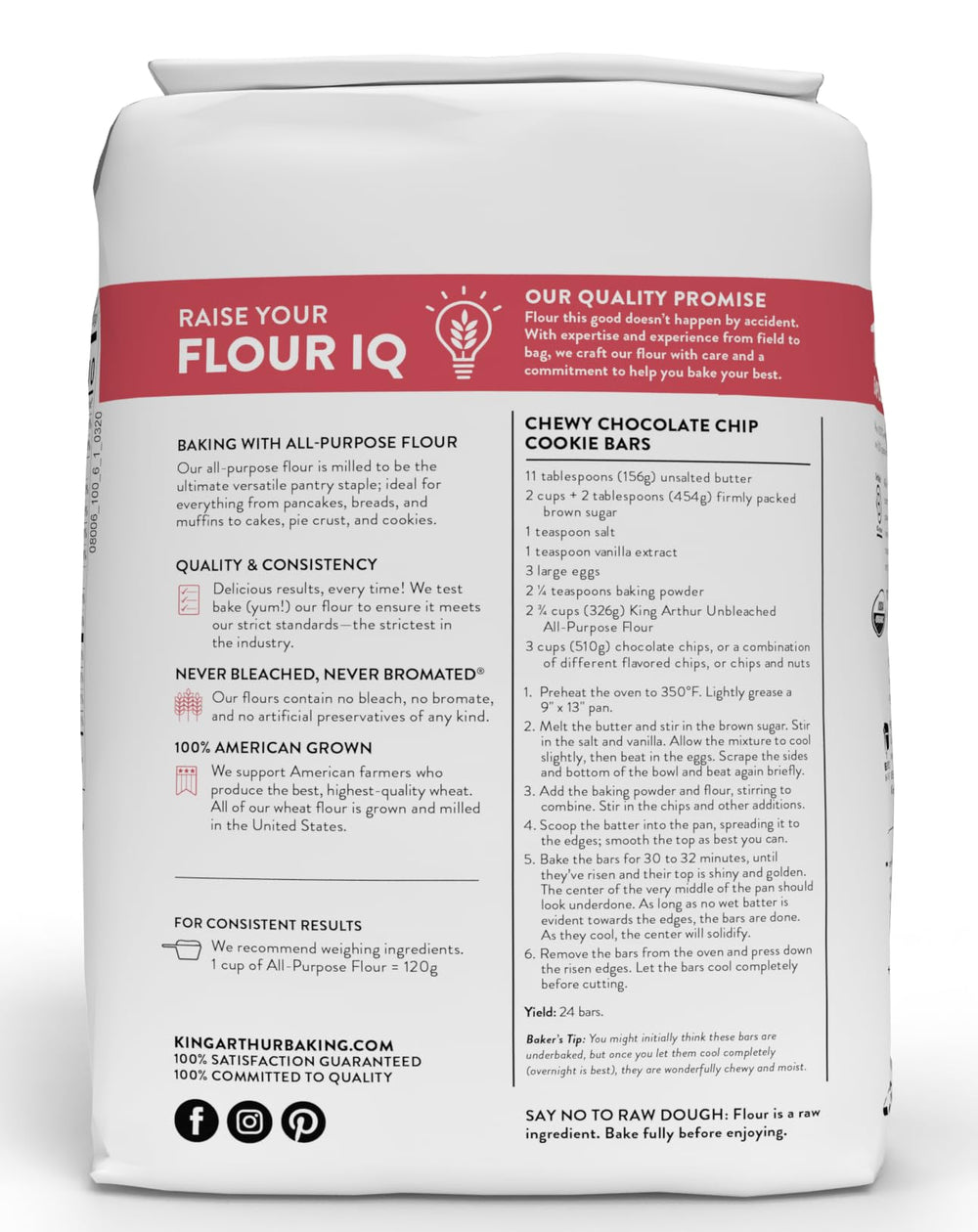 King Arthur flour ready for bread dough and crusts.