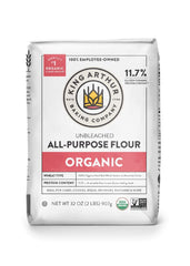 King Arthur Organic Unbleached Flour packaging closeup for consistent baking results
