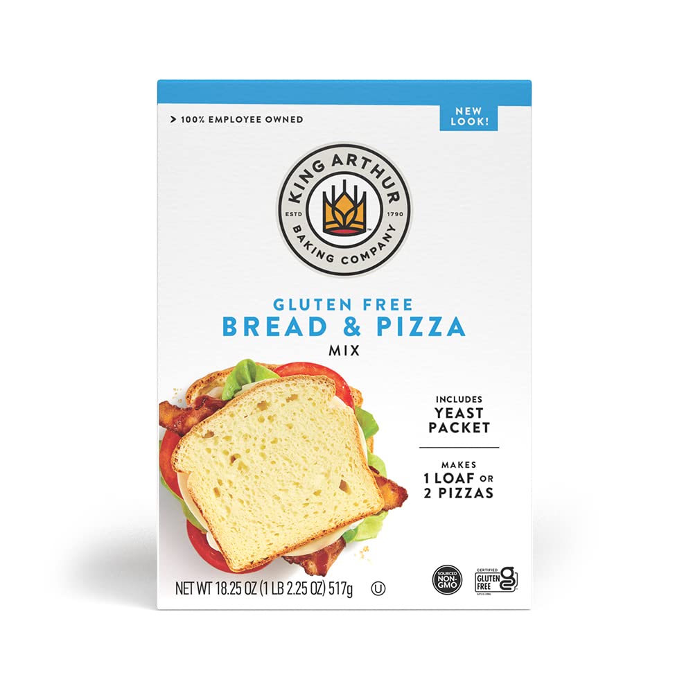 King Arthur gluten-free bread and pizza mix package, ideal for fluffy loaves and crisp crusts.