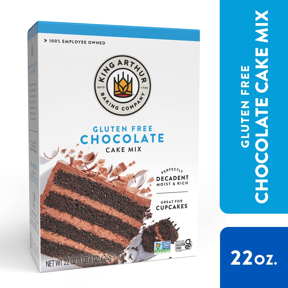 Two 8-inch chocolate cake layers baked with King Arthur mix cooling.
