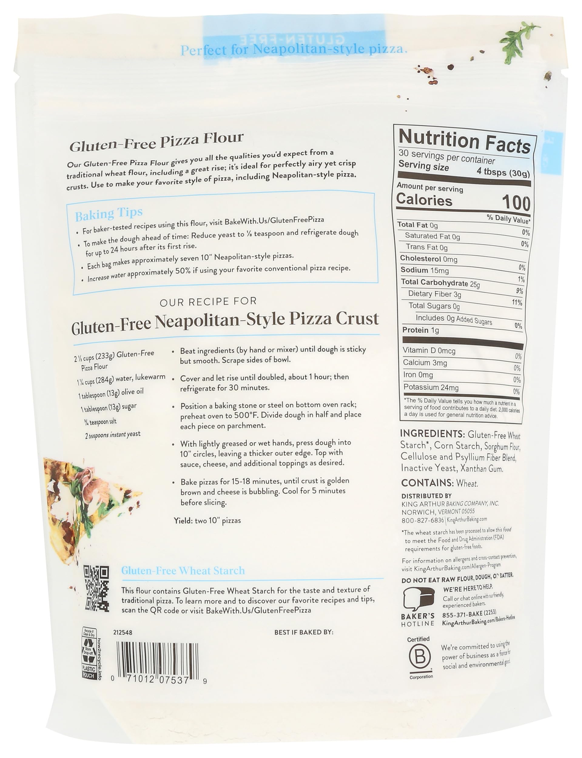 King Arthur gluten free pizza flour dough-mix image enabling quick, reliable GF pizza prep
