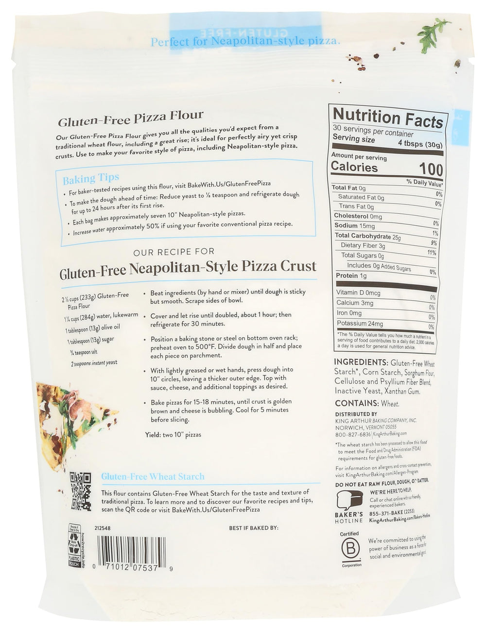 King Arthur gluten free pizza flour dough-mix image enabling quick, reliable GF pizza prep