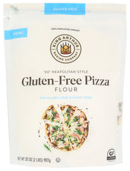 King Arthur gluten free pizza flour packaging image highlights a dedicated GF facility for safe baking