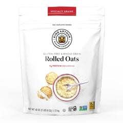 King Arthur gluten-free rolled oats packaging front, ideal for gluten-free breakfasts.