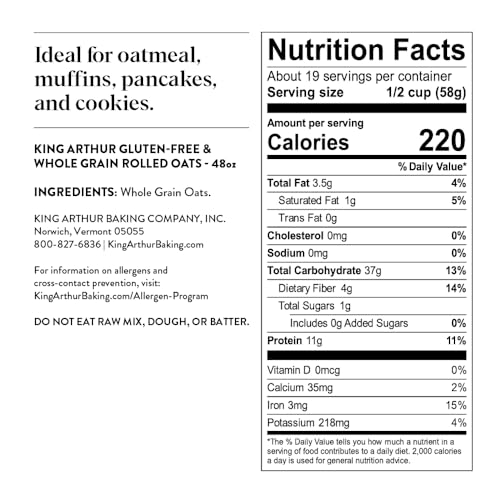 King Arthur gluten-free rolled oats baking batter, boosts texture and protein.
