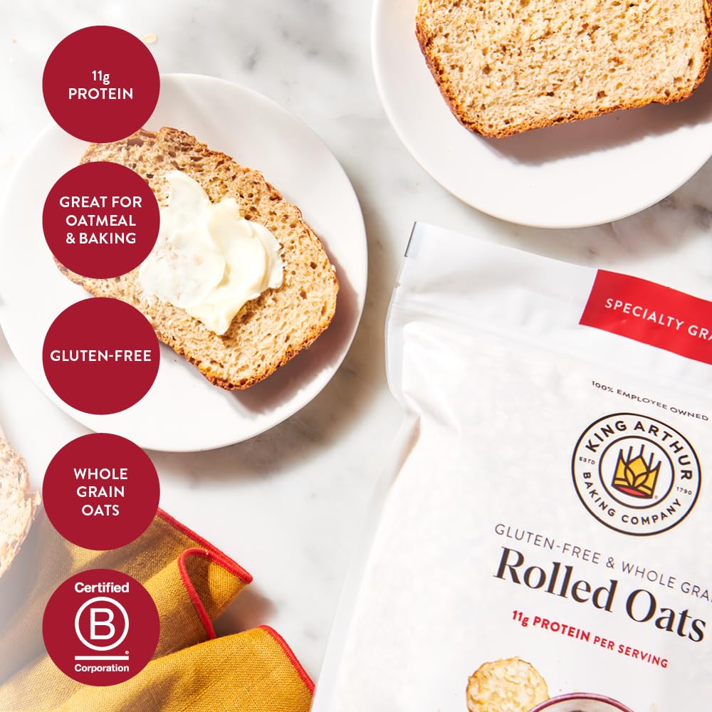 King Arthur gluten-free rolled oats field harvest image showing natural origins.