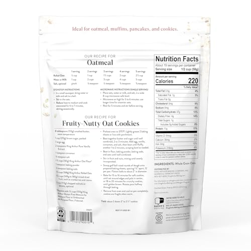 King Arthur gluten-free rolled oats porridge bowl ready for warm morning meals.