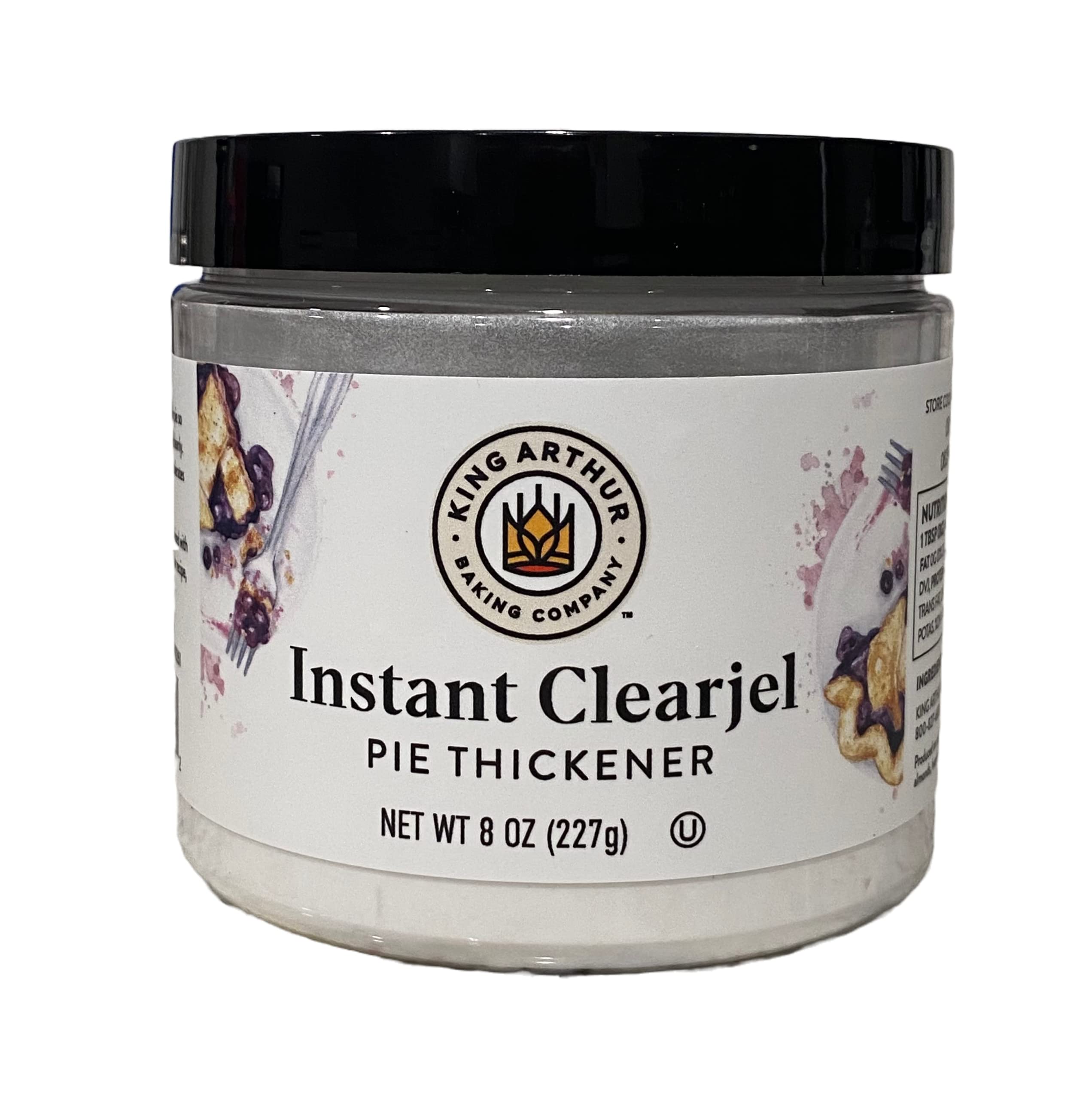 King Arthur Instant Clearjel pie thickener 8oz bottle ready to pour for thickening fillings.