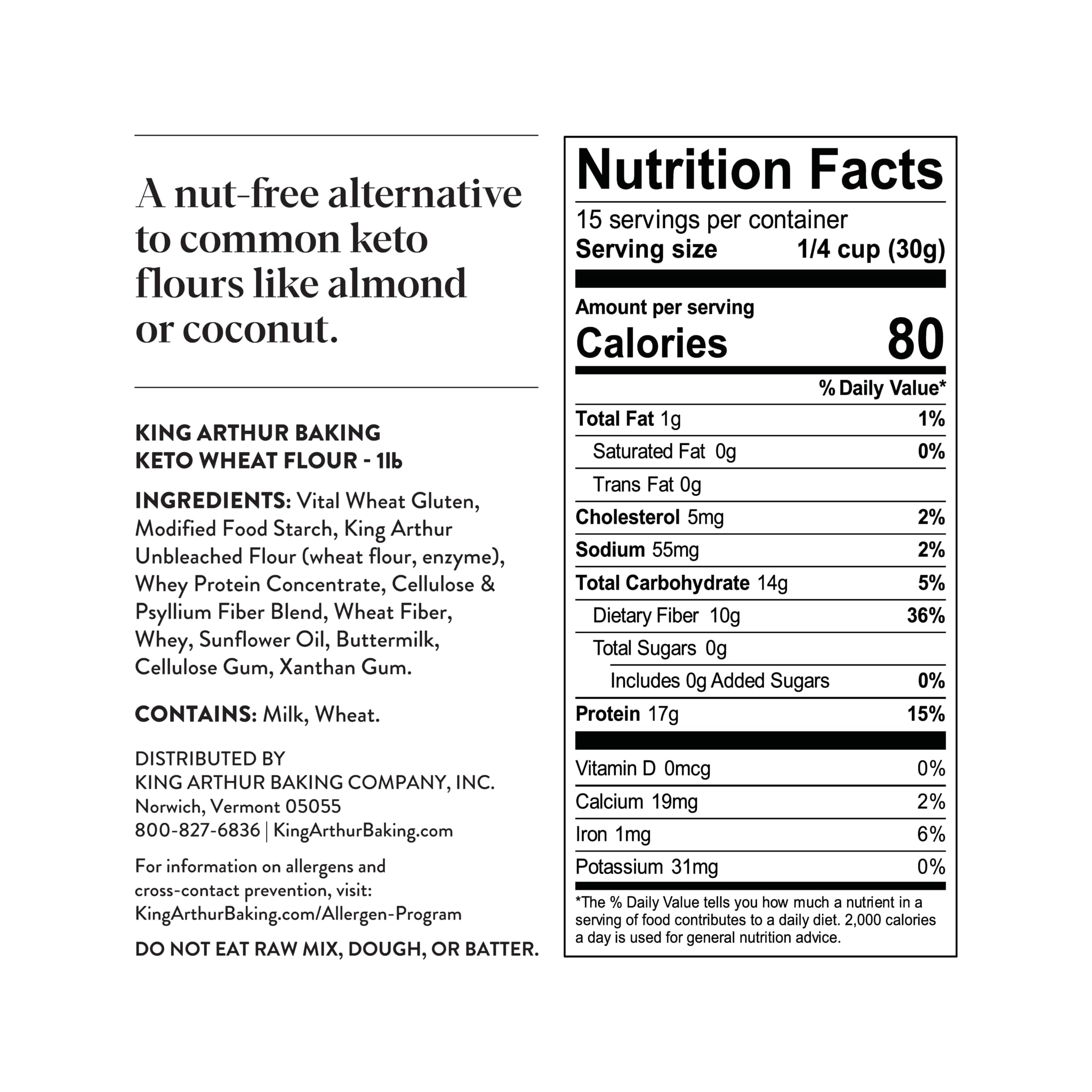 King Arthur Keto Wheat Flour measuring spoon highlights easy one-to-one swaps in recipes.