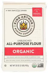 King Arthur Organic All Purpose Flour in a 32 oz bag, ideal for versatile baking.
