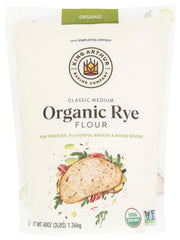 King Arthur Organic Medium Rye Flour bag ready for hearty rye bread baking.