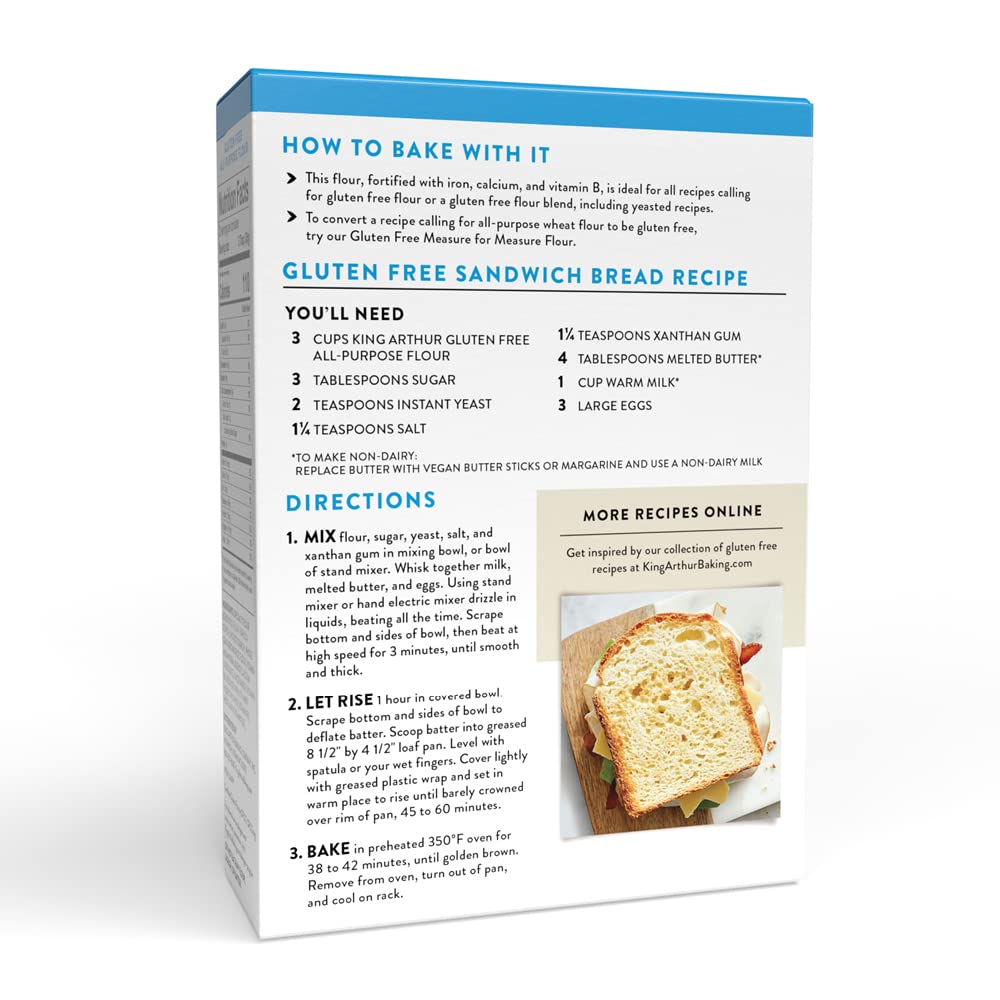 King Arthur packaging shows GFCO certification for gluten-free assurance.