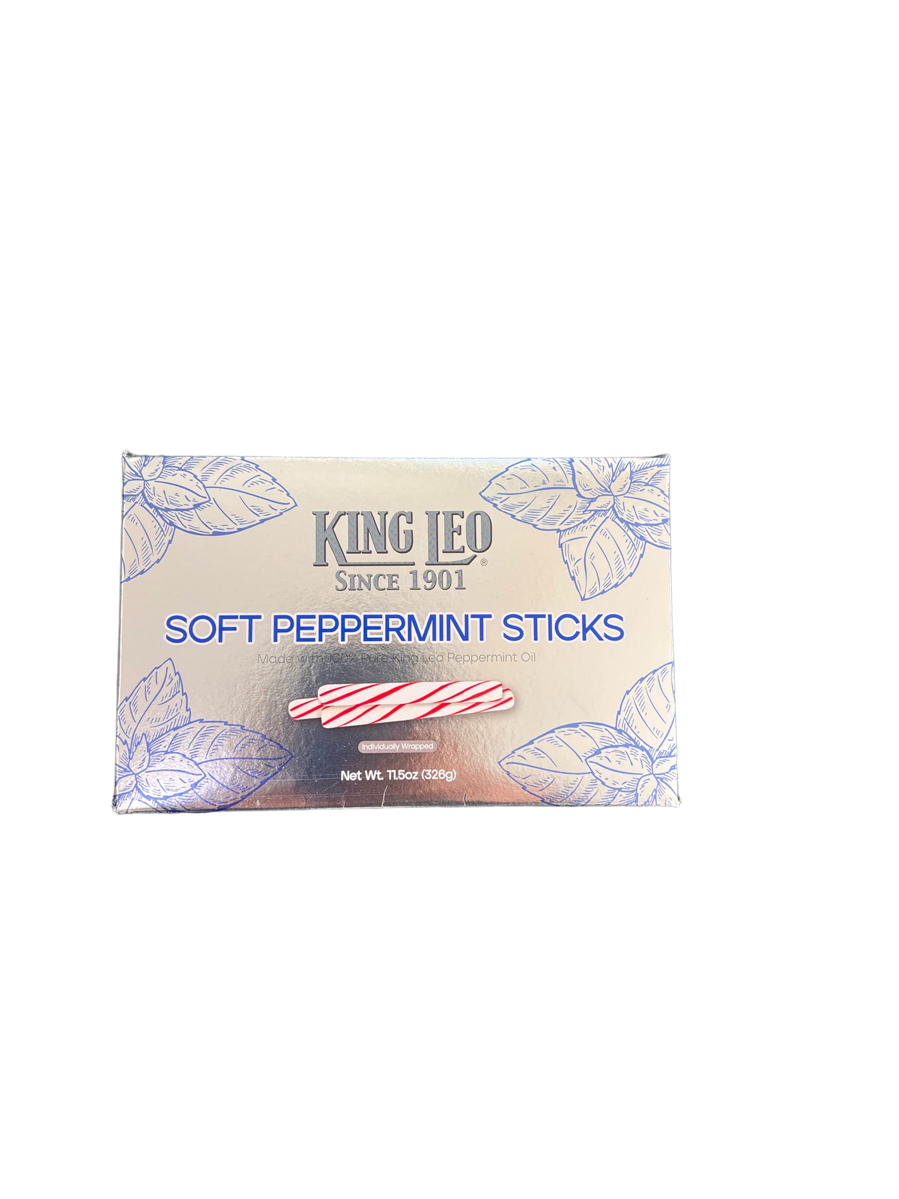 King Leo Soft Peppermint Sticks display inviting peppermint flavor.