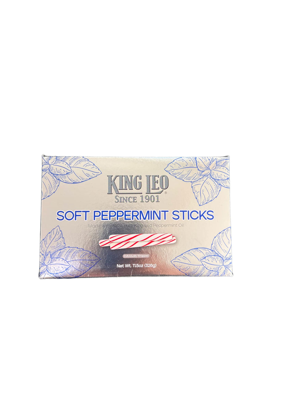 King Leo Soft Peppermint Sticks display inviting peppermint flavor.