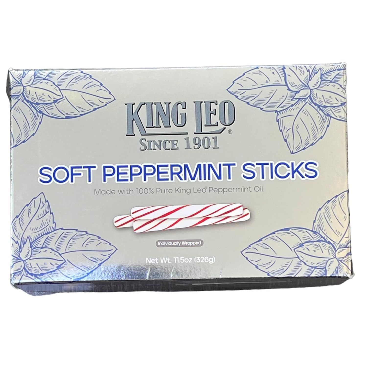 Close-up of King Leo Soft Peppermint Sticks soft chewiness and peppermint aroma