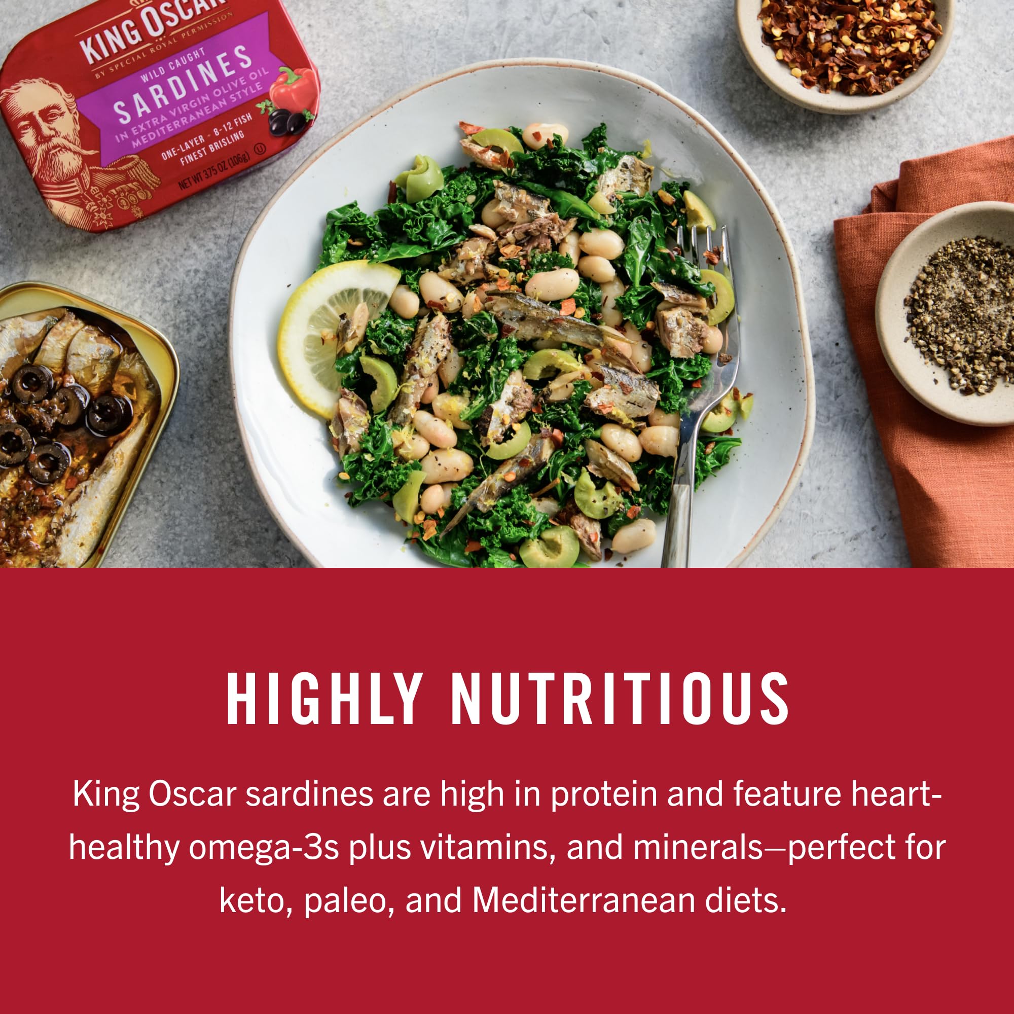 King Oscar 12-pack cross-pack cans displayed for easy stocking.