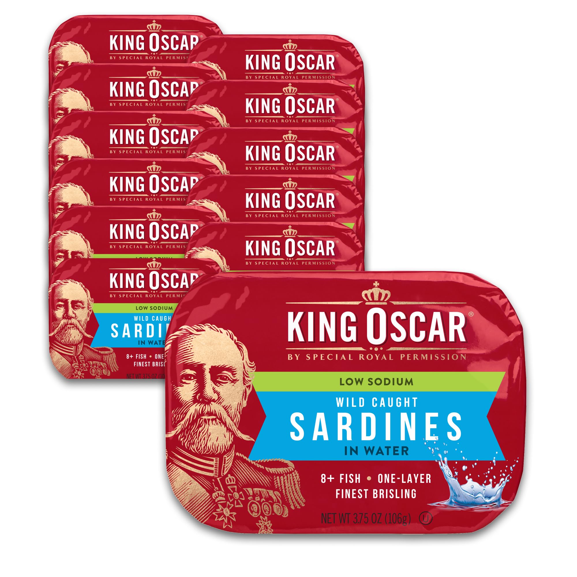 King Oscar brisling sardines in water close-up shows premium texture and protein-ready snack