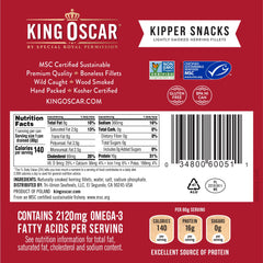 King Oscar kipper snacks wild-caught North Atlantic herring for a flavorful bite
