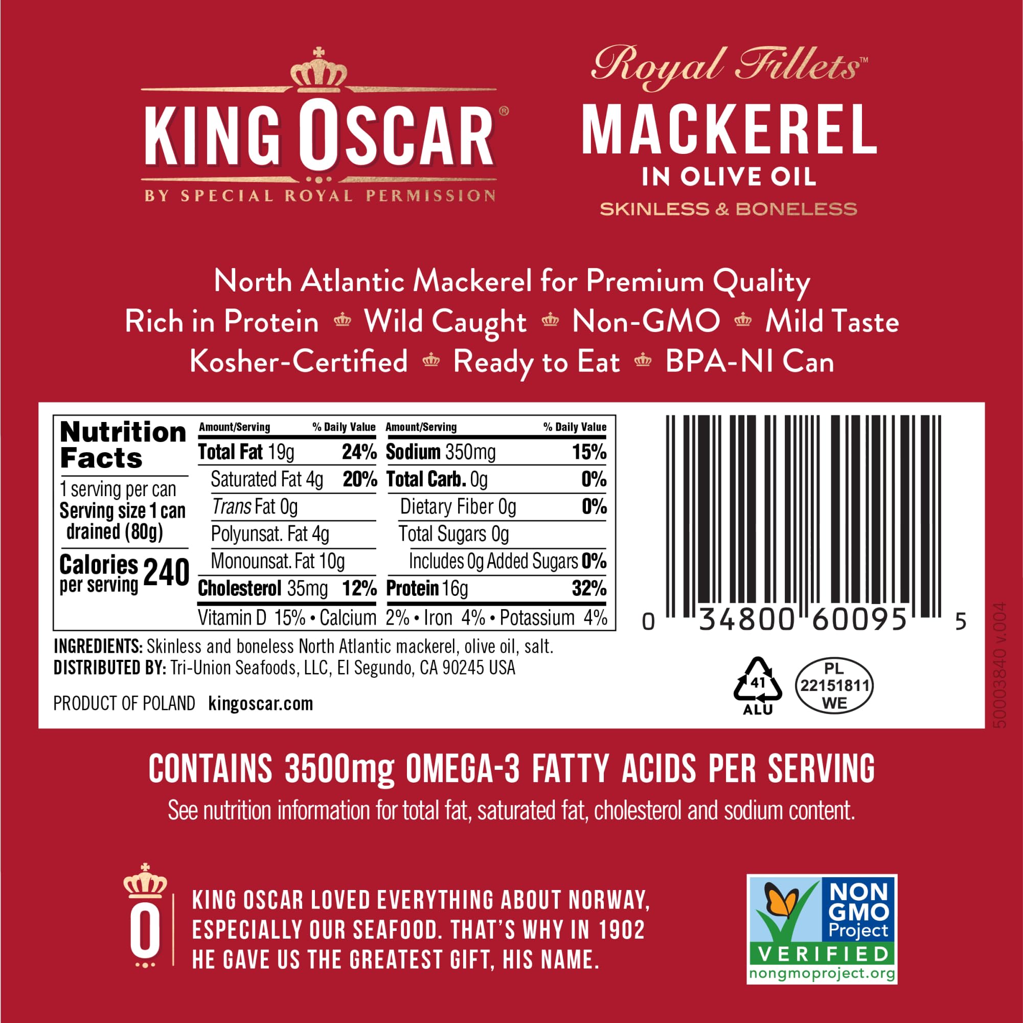 Opened King Oscar can with olive oil, easy access for quick meals.