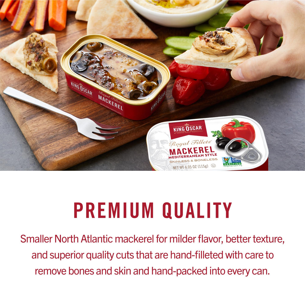 King Oscar mackerel on toast, simple protein topping option.