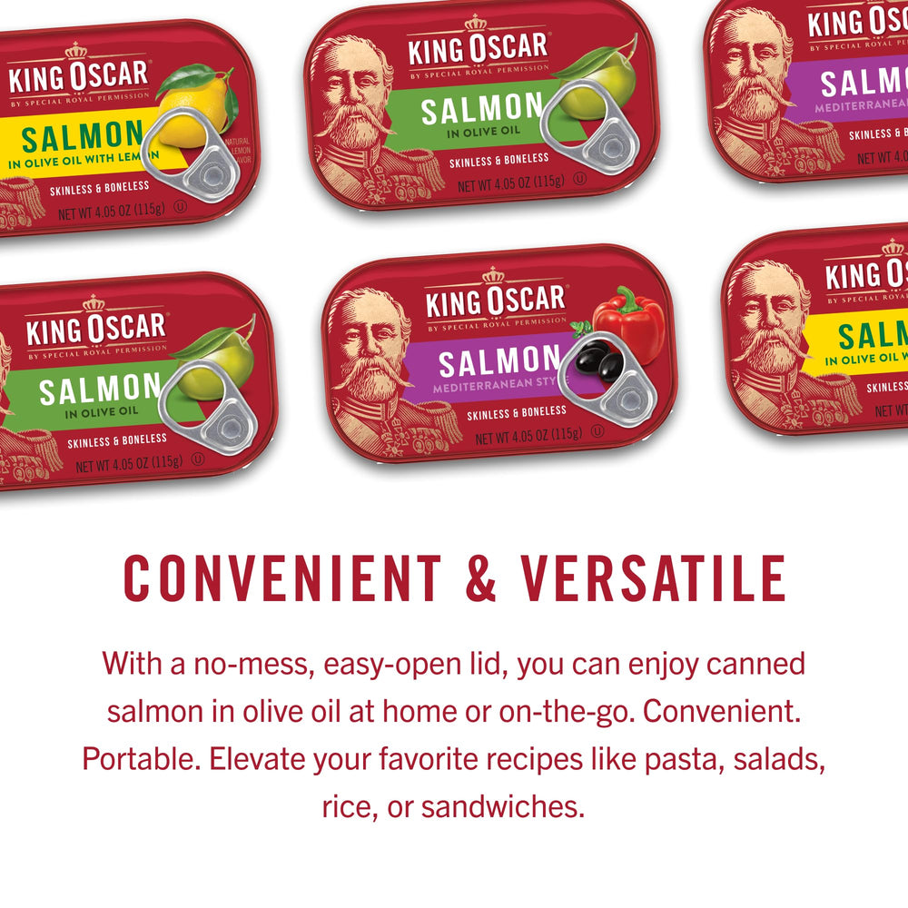 King Oscar salmon with easy-open lid for quick meals