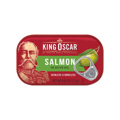 King Oscar salmon in olive oil with skinless boneless cuts